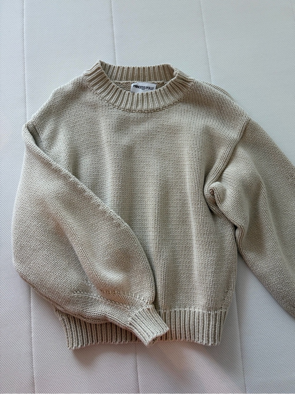 Princess Polly Beige Crewneck Knit Sweater